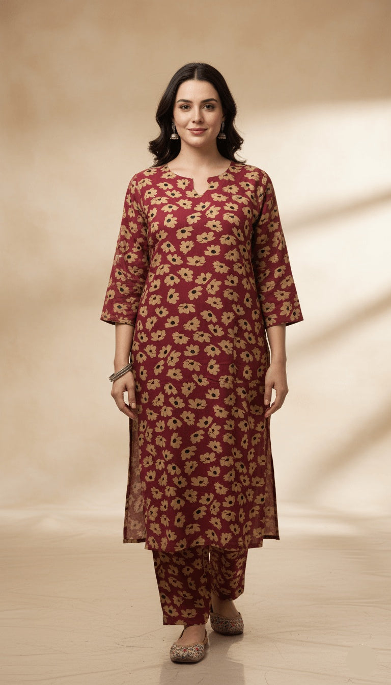 Autumn Ruby Printed Linen 2-Piece Co-ord Suit