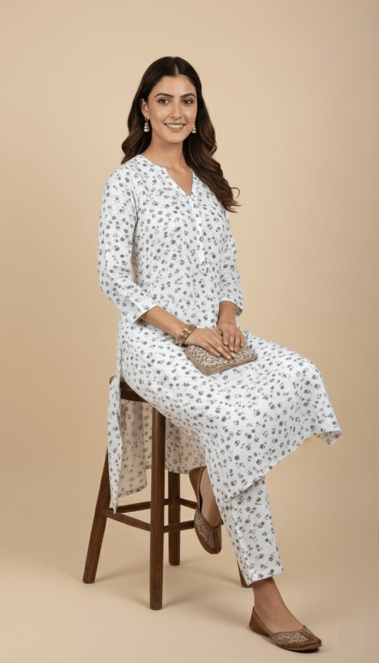 Meadow Whisper Printed Linen 2-Piece Co-ord Suit