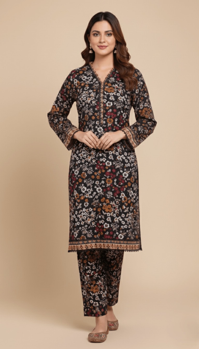 Binsaeed Khaddar Suit Multi-Floral Printed 2pc | SuitsMeUK