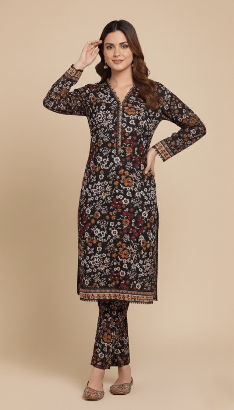 Binsaeed Khaddar Suit Multi-Floral Printed 2pc | SuitsMeUK