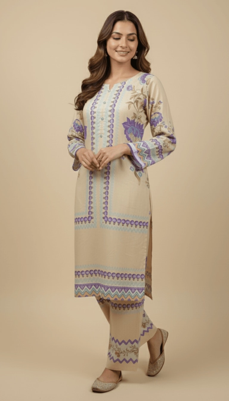Meadow Dream Printed Lawn 3-Piece Plazo Suit