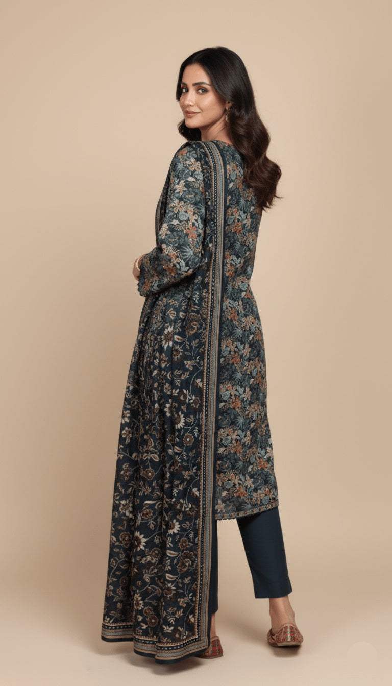 Binsaeed Three-Piece Khaddar Digital Print Suit