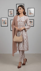 Rosa Blush Pink Floral Print Georgette 3-Piece Suit