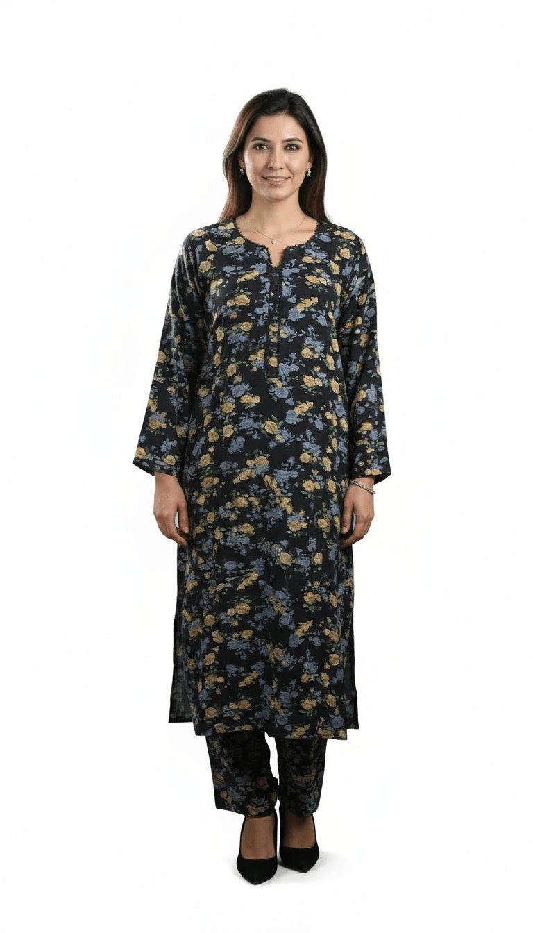 Moonlight Rose Printed Linen 2-Piece Suit