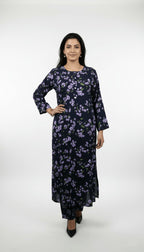 Twilight Blossom Printed Linen 2-Piece Co-ord Suit