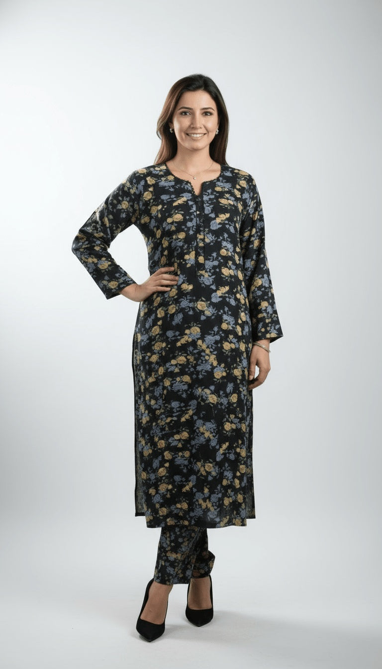Moonlight Rose Printed Linen 2-Piece Suit