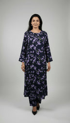 Twilight Blossom Printed Linen 2-Piece Co-ord Suit