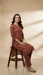 Autumn Ruby Printed Linen 2-Piece Co-ord Suit