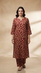 Autumn Ruby Printed Linen 2-Piece Co-ord Suit