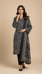 Binsaeed Black & White Khaddar 3PC Suit | SuitsMeUK