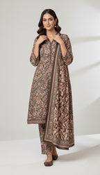 Binsaeed Mauve Brown Khaddar 3PC Suit | SuitsMeUK