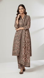 Binsaeed Mauve Brown Khaddar 3PC Suit | SuitsMeUK