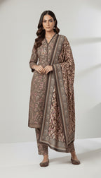 Binsaeed Mauve Brown Khaddar 3PC Suit | SuitsMeUK
