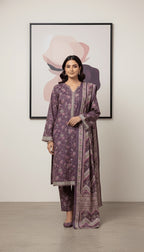 Binsaeed Regal Purple Khaddar 3PC Suit | SuitsMeUK