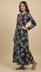 Black White Palm Print Khaddar 2 Piece Coord Suit | SuitsMeUK