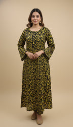 Canary Yellow Khaddar Leaf Print 2PC Coord Suit | SuitsMeUK