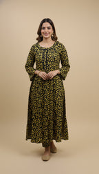 Canary Yellow Khaddar Leaf Print 2PC Coord Suit | SuitsMeUK