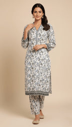 Binsaeed Off-White Floral Printed Khaddar 2-Piece Suit | SuitsMeUK