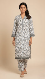 Binsaeed Off-White Floral Printed Khaddar 2-Piece Suit | SuitsMeUK