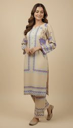 Meadow Dream Printed Lawn 3-Piece Plazo Suit
