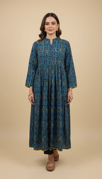 Teal Print Khaddar 2 Piece Coord Suit | SuitsMeUK