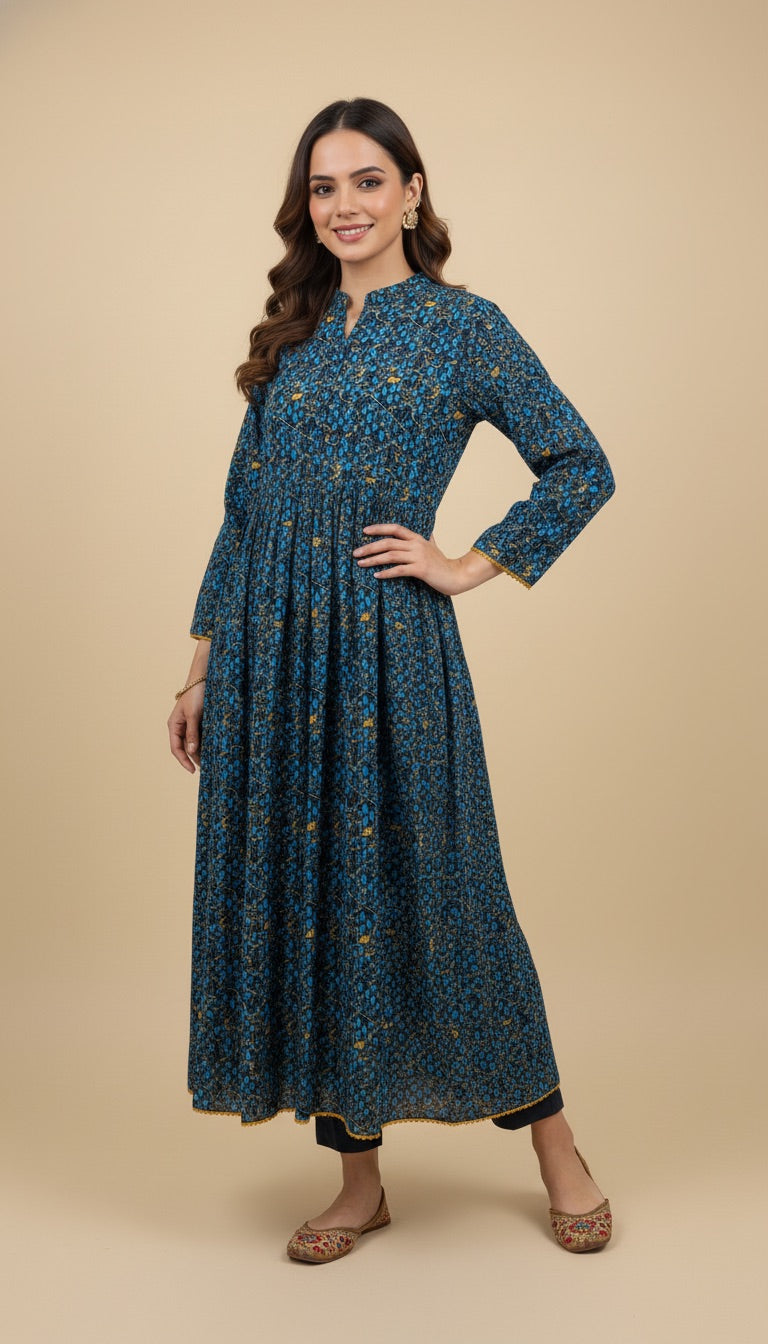 Teal Print Khaddar 2 Piece Coord Suit | SuitsMeUK