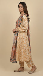Peach Dawn 3-Piece Printed Lawn Anarkali Suit